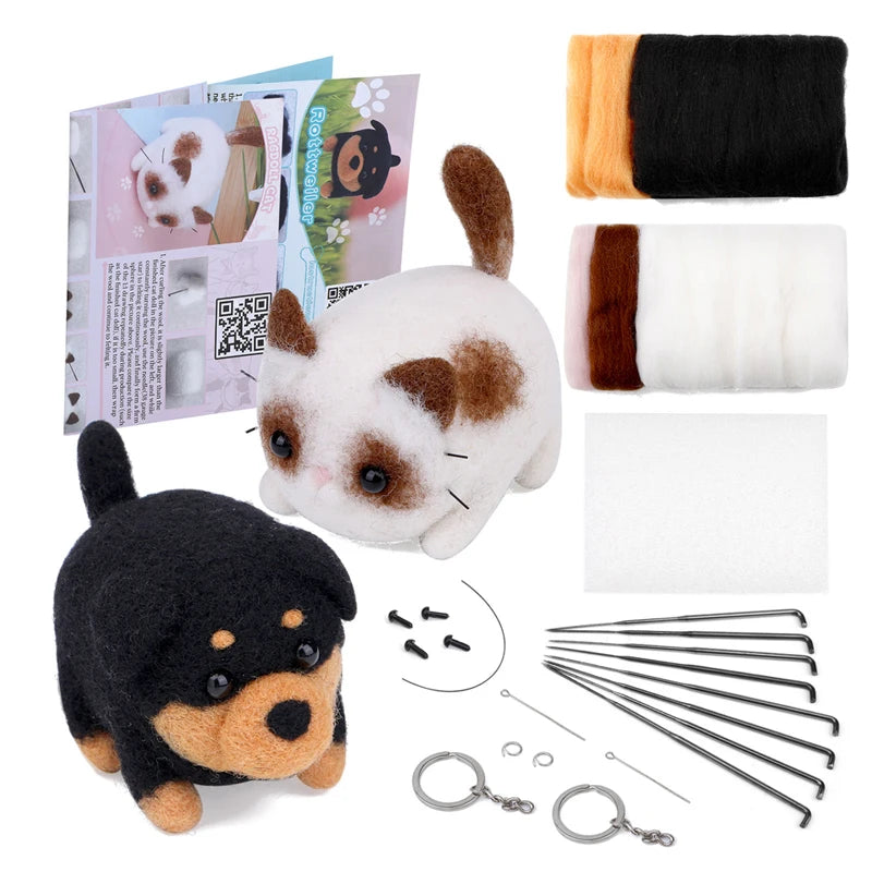Premium Animals DIY Needle Felting Set with Foam - Ages 3+ (Creative Play)
