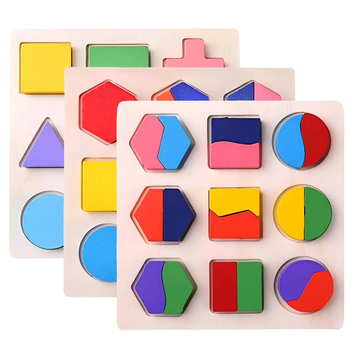 Wooden Montessori Shape Matching Puzzle Board for Kids