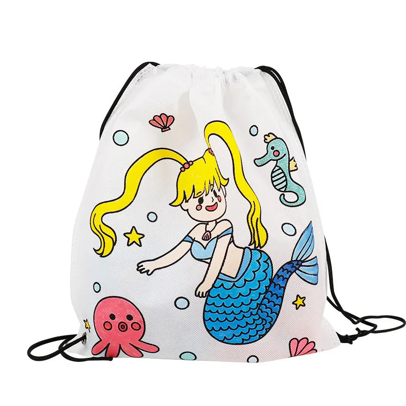 Premium Freely Graffiti Drawstring Bag Kids DIY Color Filling Drawing Toys Carto