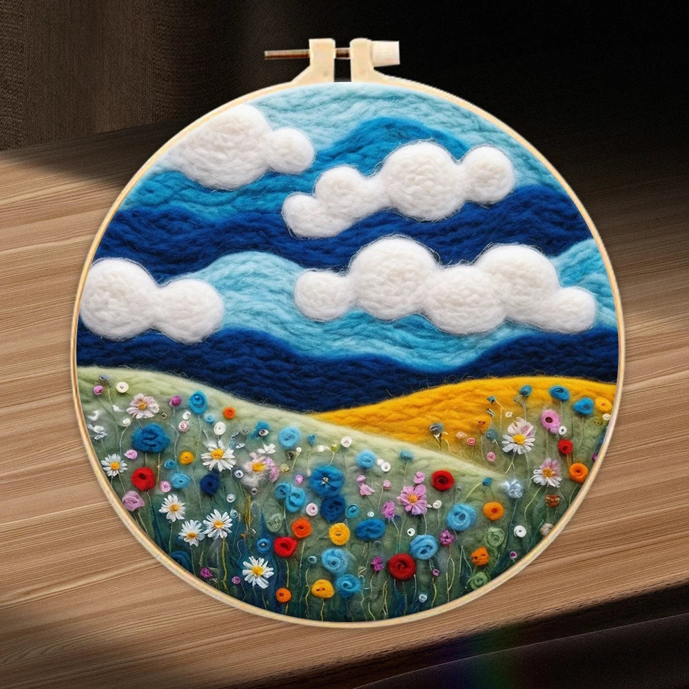 Wool Felting Painting Kit (Scenery, 20x20cm)
