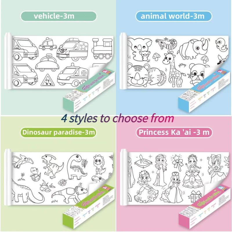Premium Children's Drawing Roll DIY Coloring Paper Roll Color Filling Paper Graf