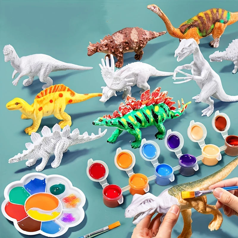 Premium 6/8Pcs DIY Painted Graffiti Dinosaur White Embryo Animals Model Children