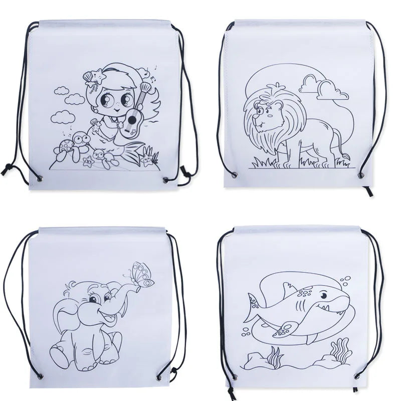 Premium Freely Graffiti Drawstring Bag Kids DIY Color Filling Drawing Toys Carto