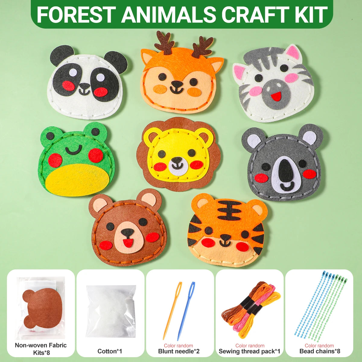 Premium Forest Animal Sewing Craft Kit - DIY Felt Pendant Set for Kids, Ages 6+