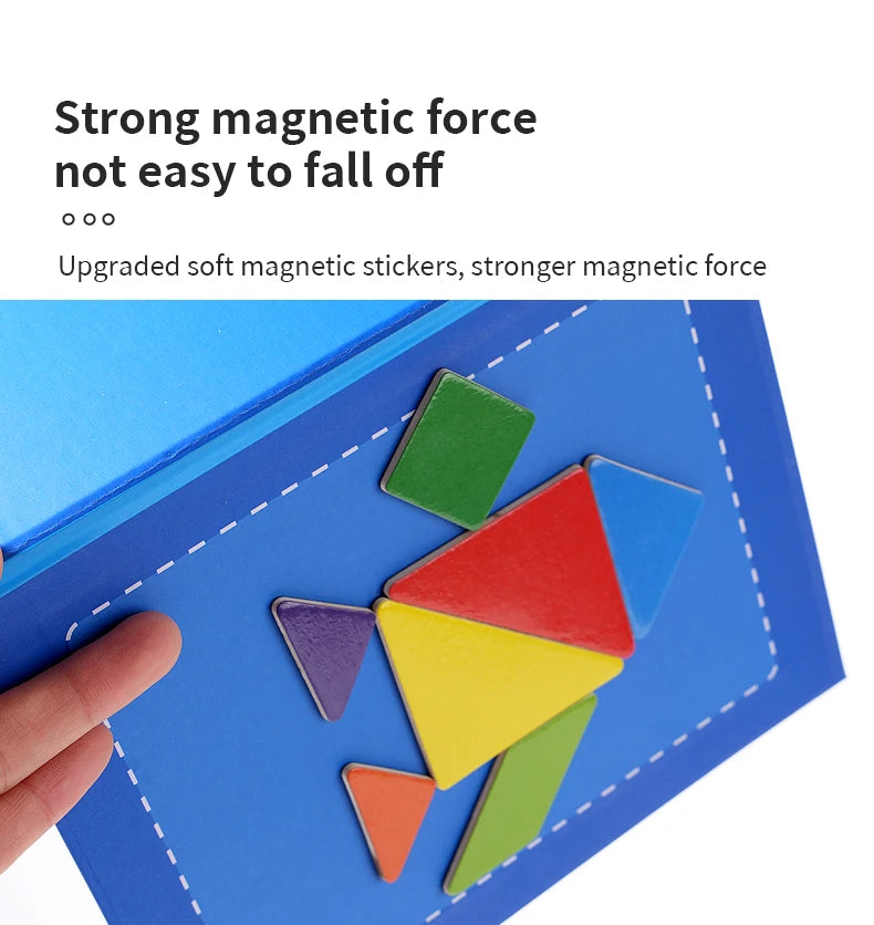 Premium Magnetic Wooden Tangram Block Puzzle Game for Kids - Montessori Educatio