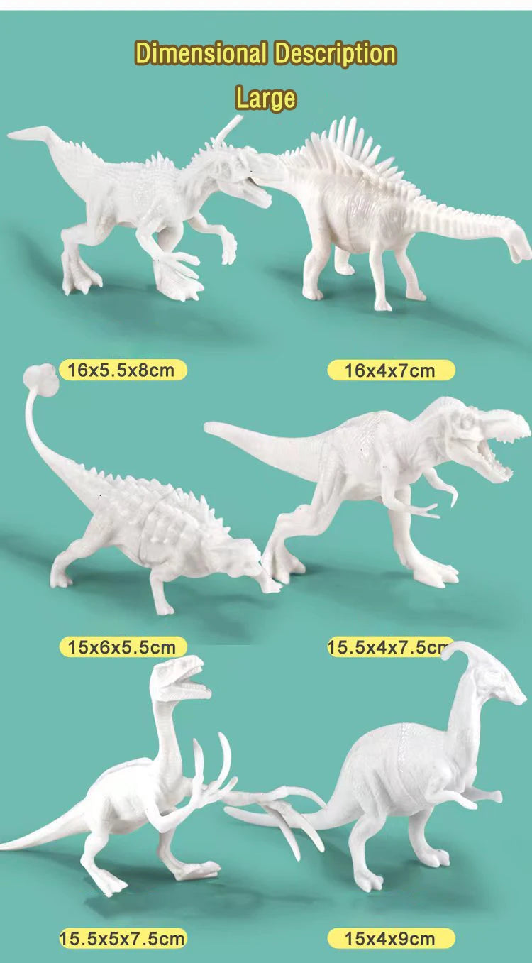 Premium 6/8Pcs DIY Painted Graffiti Dinosaur White Embryo Animals Model Children