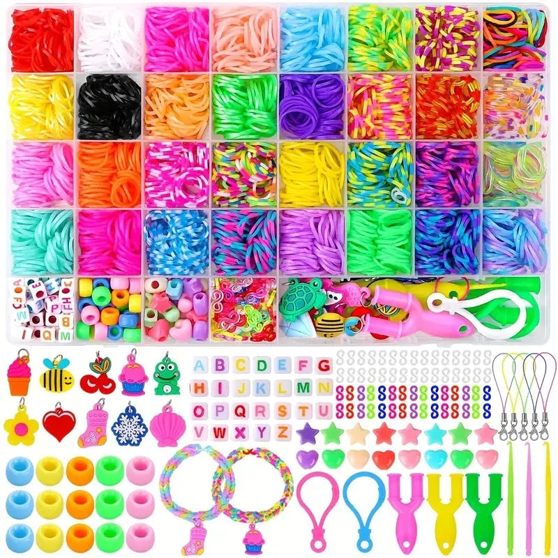 Premium Rainbow Loom Bands Bracelet Kit - DIY Weaving Craft Set, Ages 7+