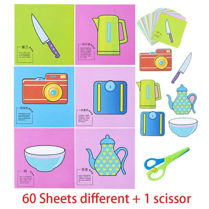 Premium 49-91pcs Learn Scissor Skills Cut Paper Craft Toys Safety Scissors Presc