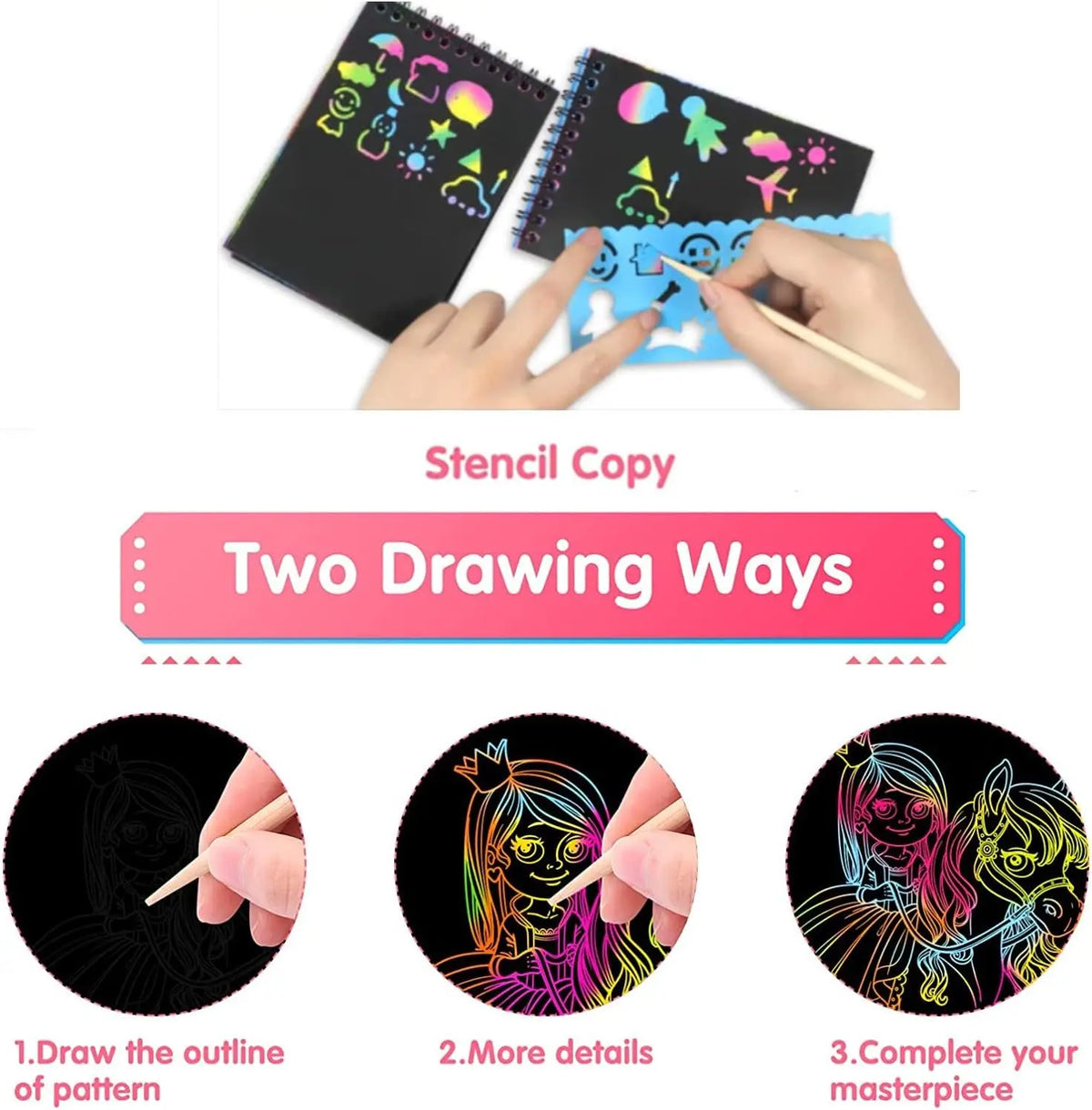 Premium Montessori Scratch Painting Note Scratch Art Paper - Ages 3+