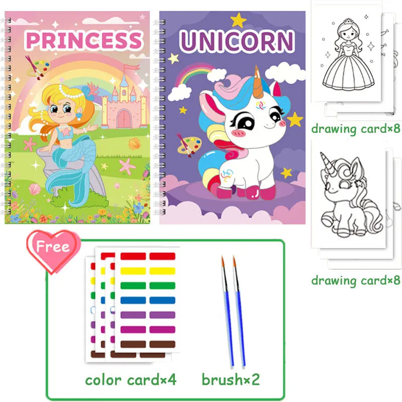 Premium Watercolor Painting Book With Paint Brush Set Kids Graffiti Coloring Boo