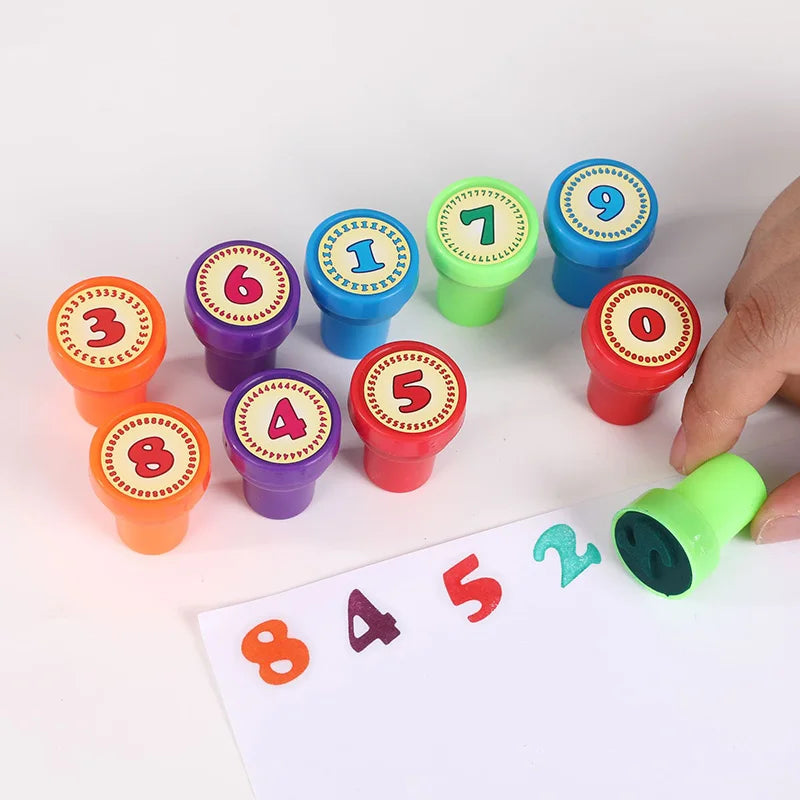 10Pcs Assorted Stamps for Kids Self-Ink Stamps with Princess Zoo Animal Dinosaur