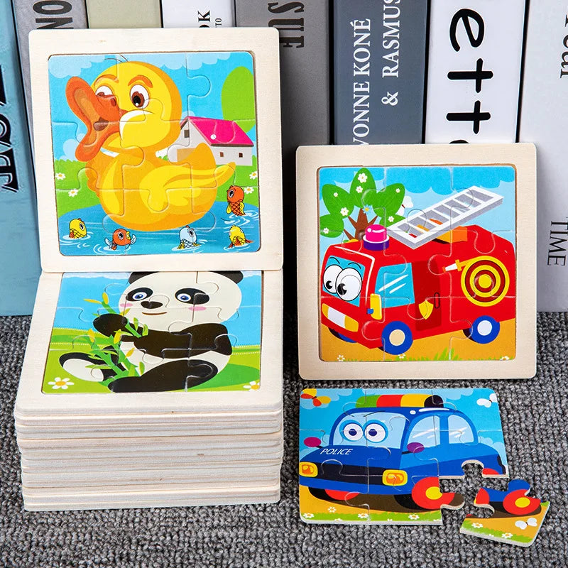 Wooden Dinosaur & Vehicle 3D Puzzle Set for Kids