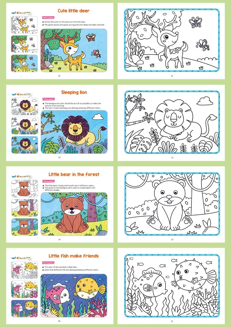 Cartoon Animal Coloring & Drawing Book for Kids