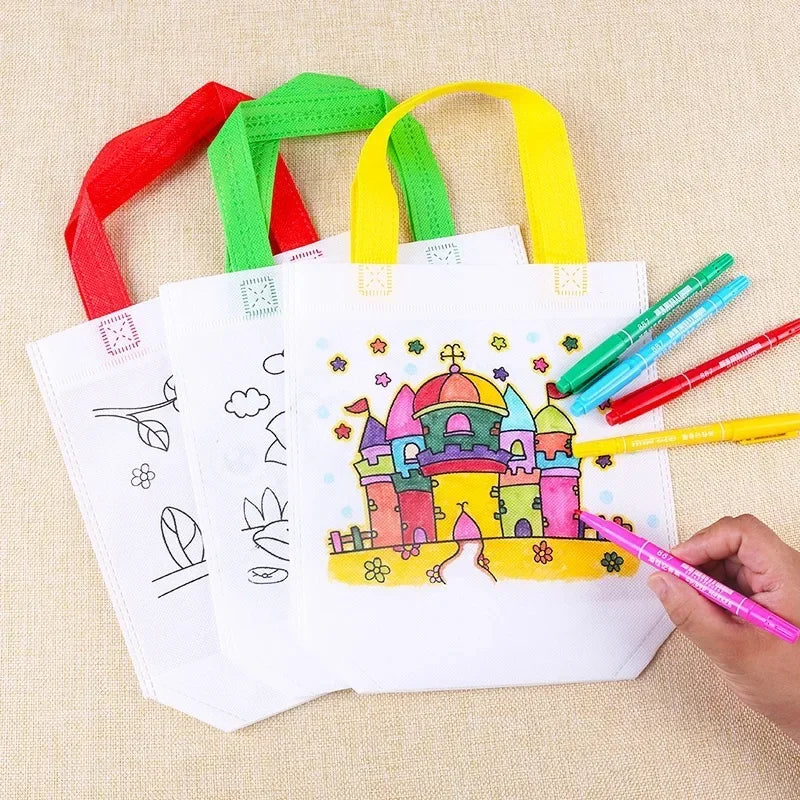 Premium 1-10pcs Sets DIY Graffiti Bag with Markers - Ages 3+ (Creative Play)
