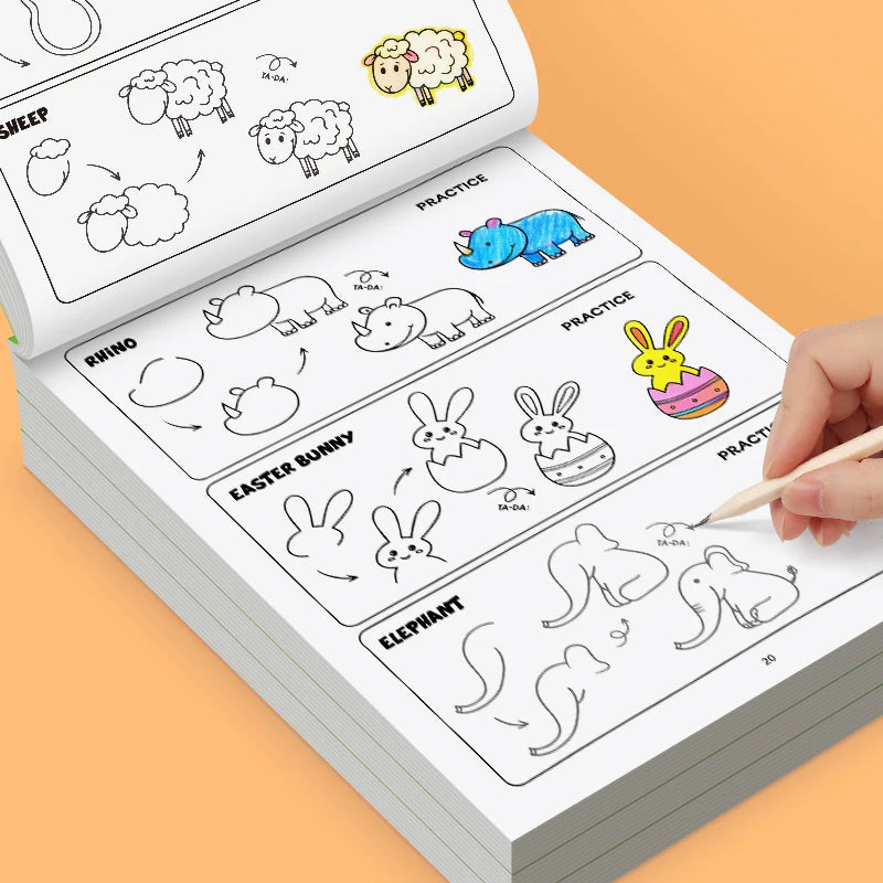 Step-by-Step Animal Drawing Activity Book (96 Themes)