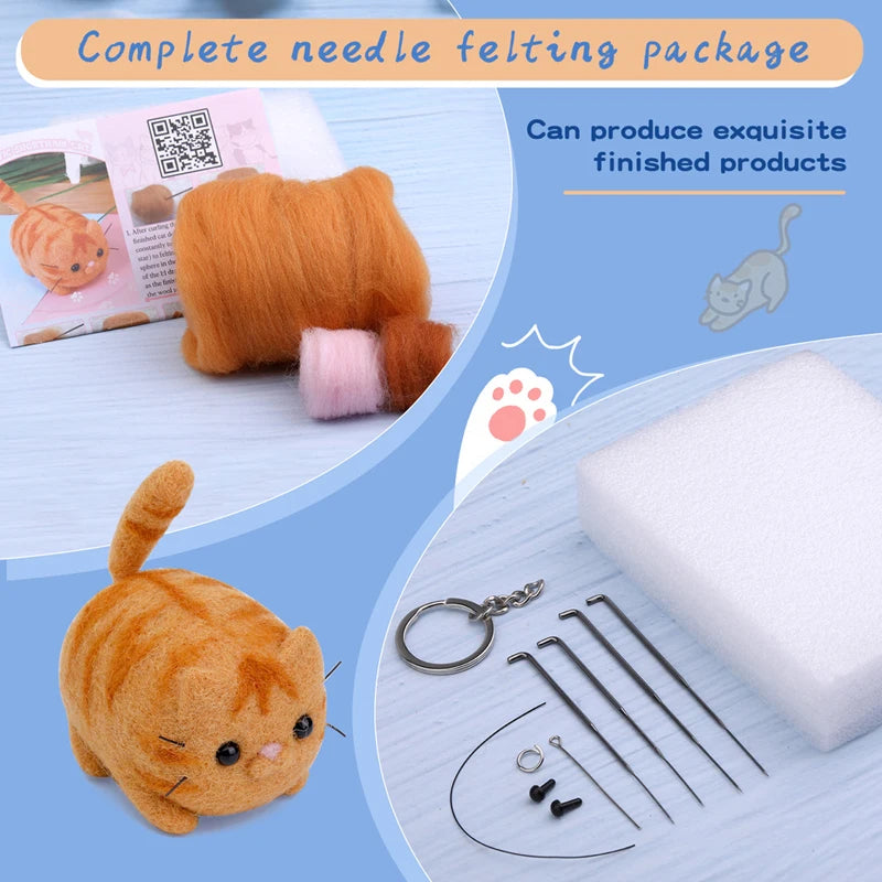 Premium Animals DIY Needle Felting Set with Foam - Ages 3+ (Creative Play)