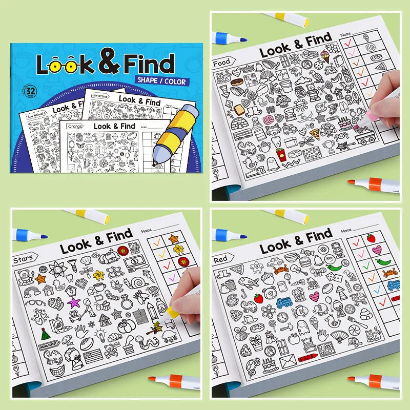 Kids Finding Item Fun Coloring Book Drawing Picture Book Interactive Game Focus
