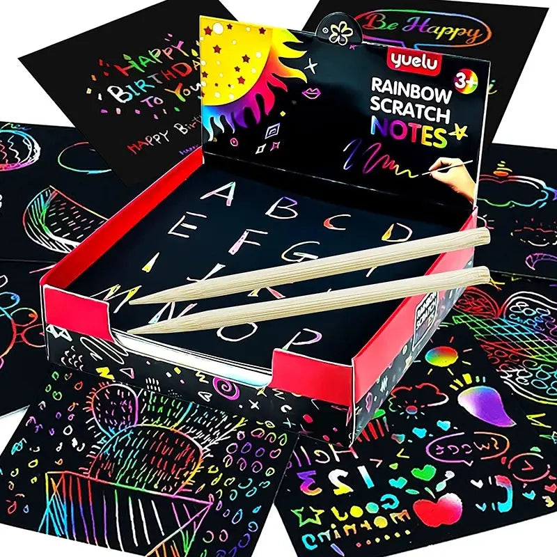 Holographic Rainbow Scratch Paper Art Mini Notes Cards Bulk Party Favor Art