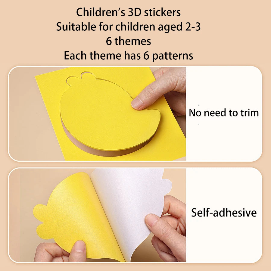 Premium 6pcs/set 3D EVA Foam Sticker DIY Cartoon Princess Animal Puzzle for Chil