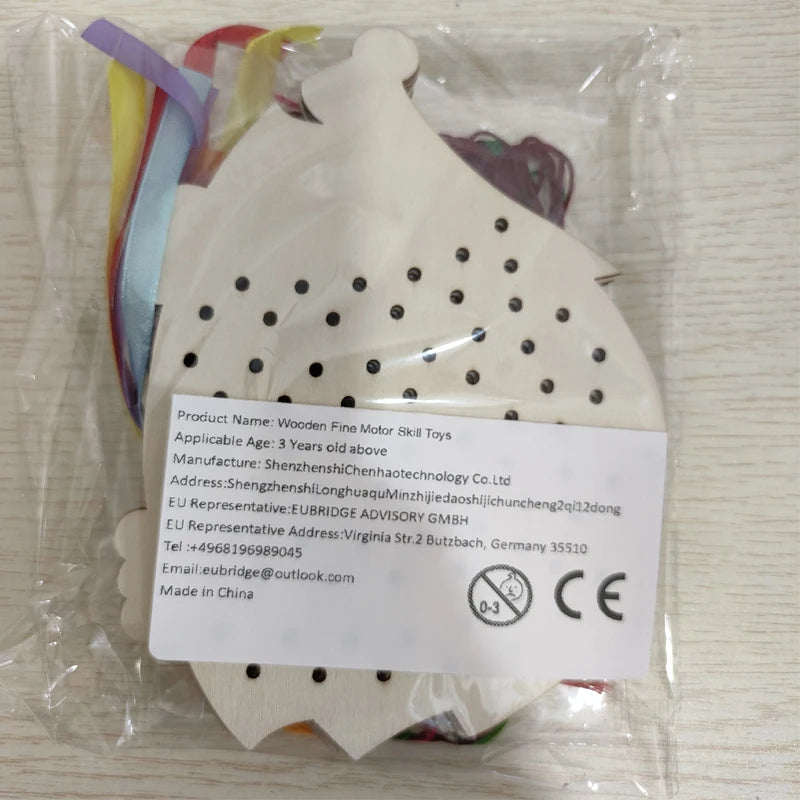 Childre Embroidery Threading Game Montessori Toys DIY Material Threading Board