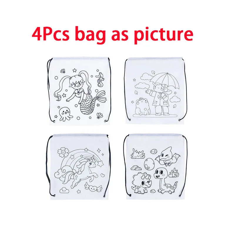 Premium Freely Graffiti Drawstring Bag Kids DIY Color Filling Drawing Toys Carto