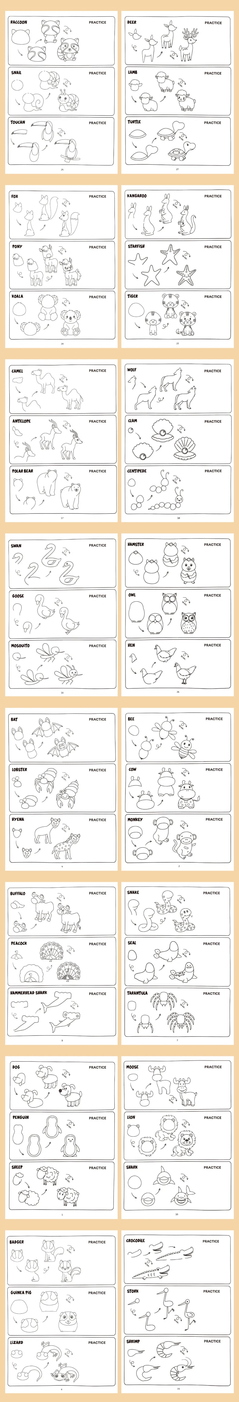 Step-by-Step Animal Drawing Activity Book (96 Themes)