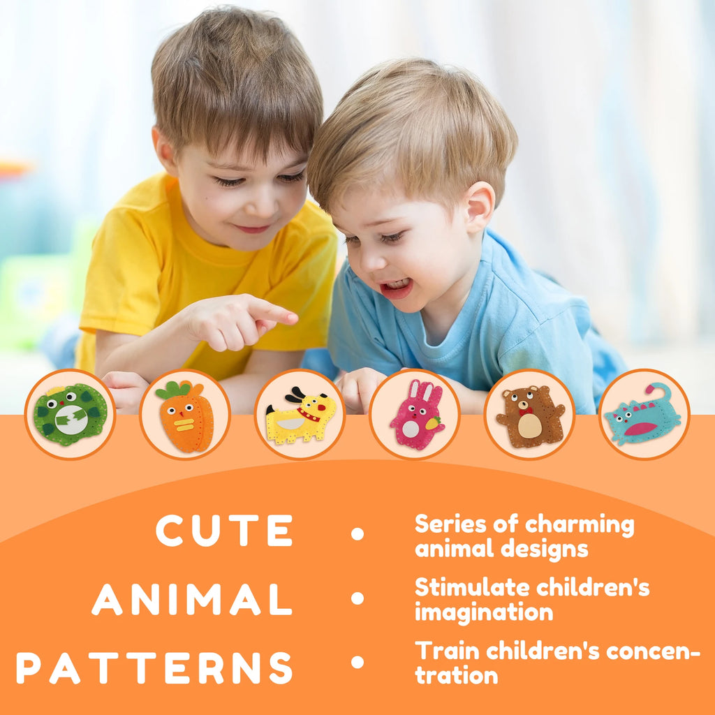 Kids Felt Animal Sewing Kit (6 PCS) Beginner Craft Set