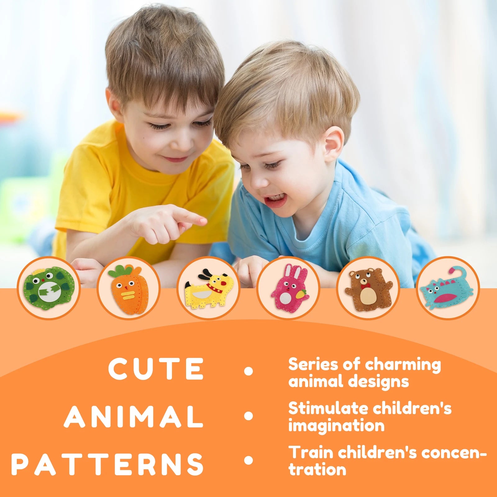 Kids Felt Animal Sewing Kit (6 PCS) Beginner Craft Set