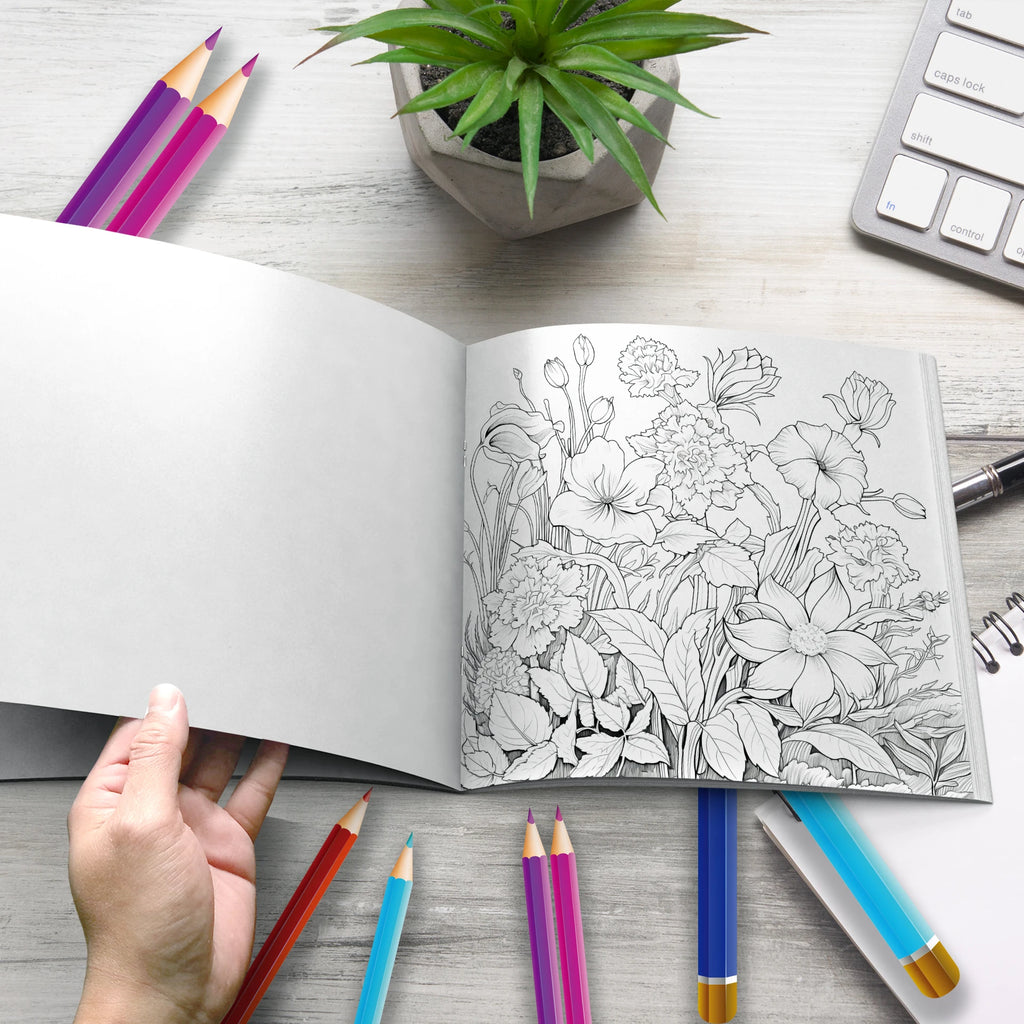 Premium Relaxing Flower Coloring Book for Adults (20 Pages)