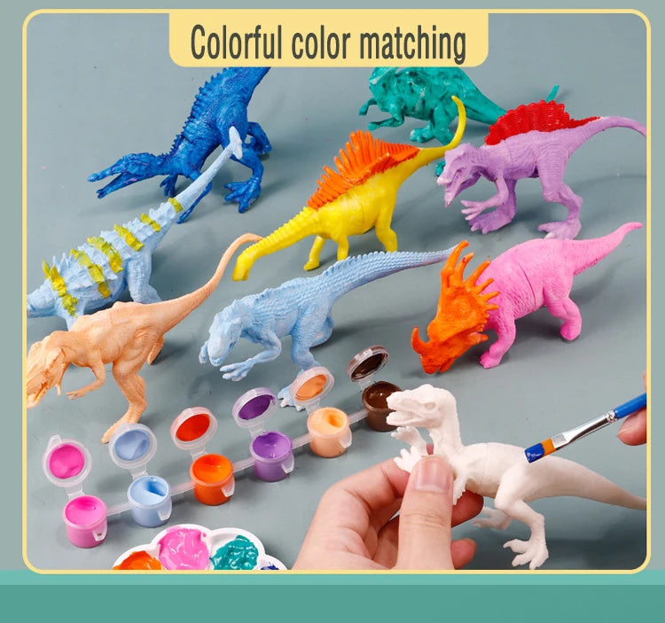 Premium 6/8Pcs DIY Painted Graffiti Dinosaur White Embryo Animals Model Children