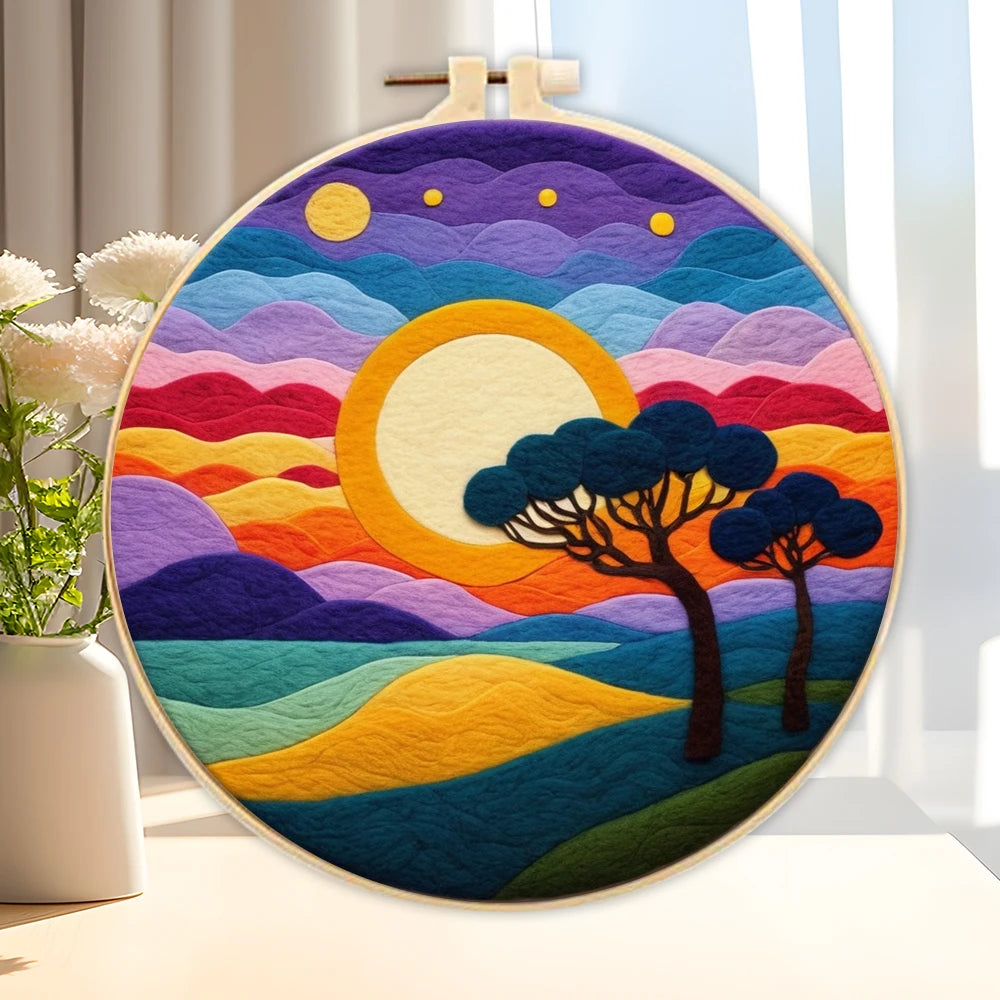 Wool Felting Painting Kit (Scenery, 20x20cm)