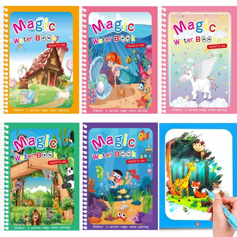 Premium Magic Water Drawing Book Children's Montessori Reusable Coloring Book, S