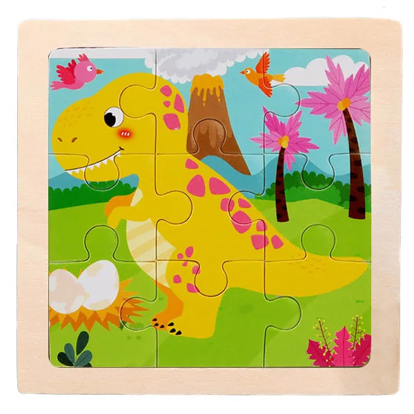 Wooden Dinosaur & Vehicle 3D Puzzle Set for Kids