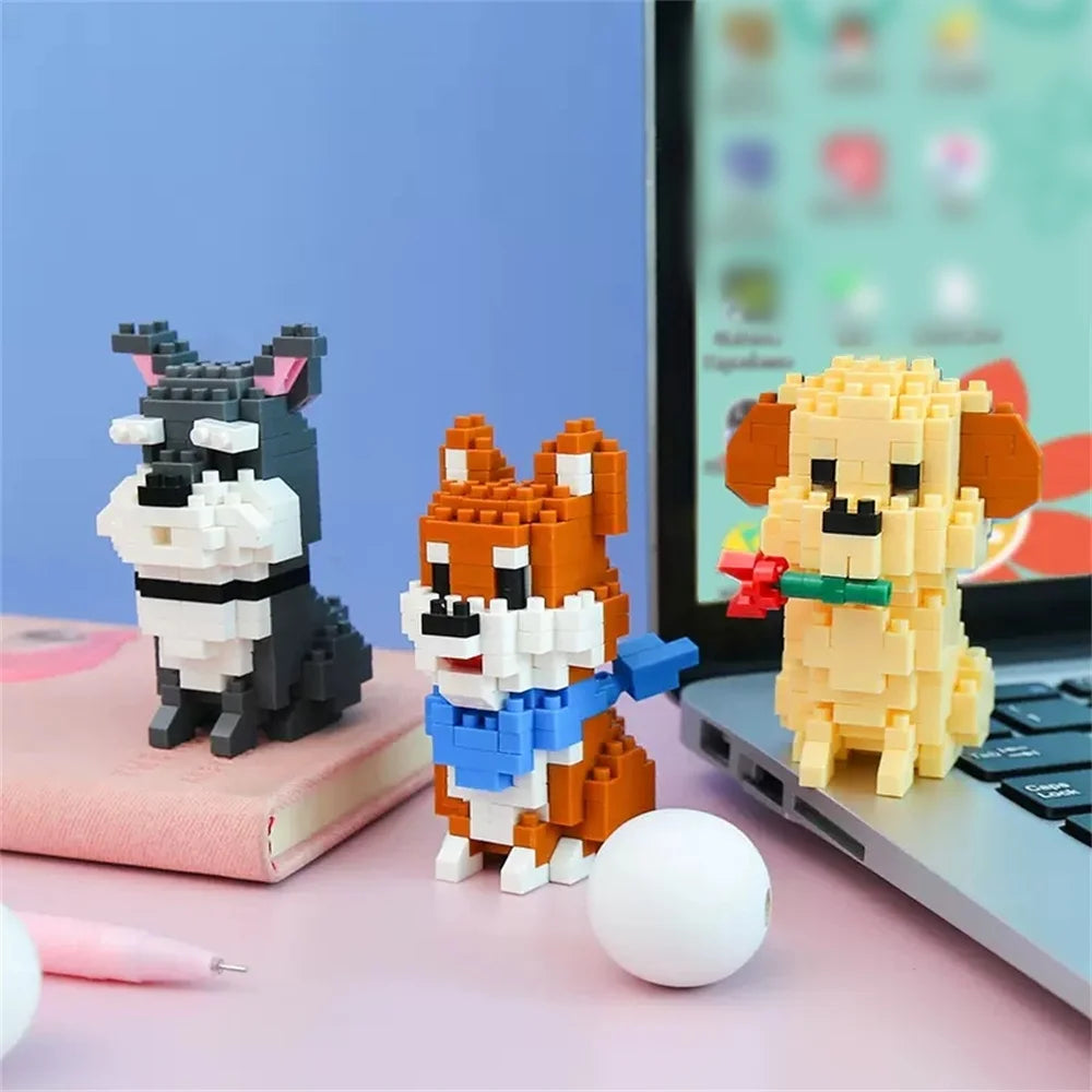 Premium Micro Dog Squad Mini Blocks – Husky, Retriever & More, ABS, Ages 8+