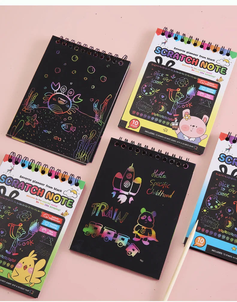 Premium Montessori Scratch Painting Note Scratch Art Paper - Ages 3+