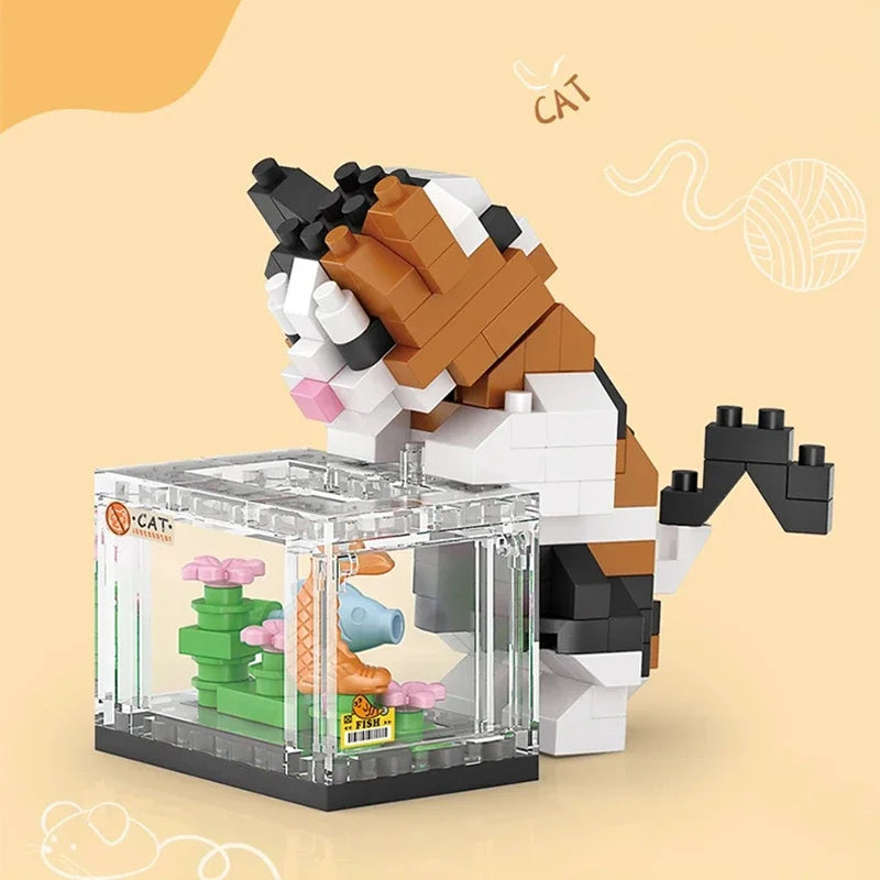 Premium Cute Animal Building Blocks DIY Cartoon Puppy Pet Cat Assembling Bricks