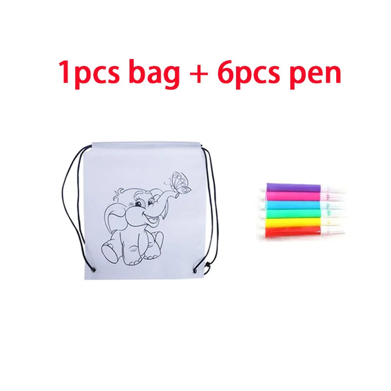 Premium Freely Graffiti Drawstring Bag Kids DIY Color Filling Drawing Toys Carto