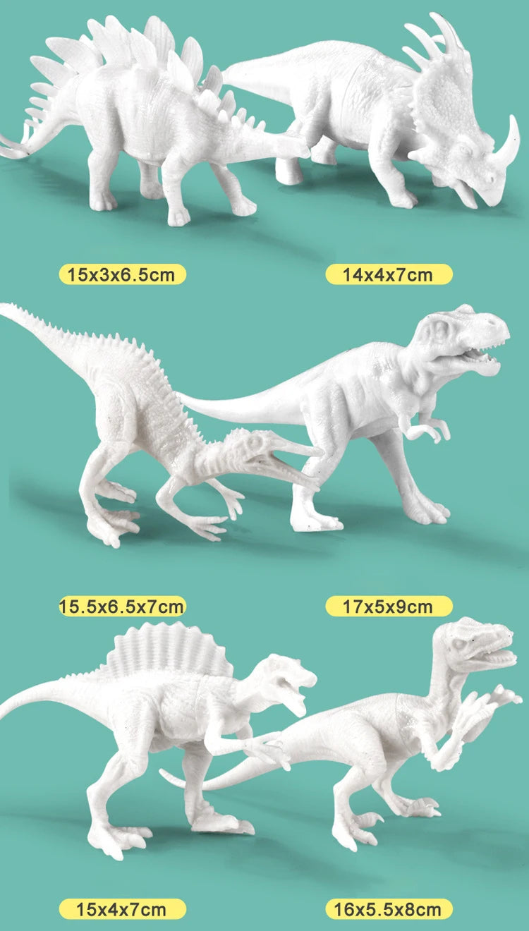 Premium 6/8Pcs DIY Painted Graffiti Dinosaur White Embryo Animals Model Children