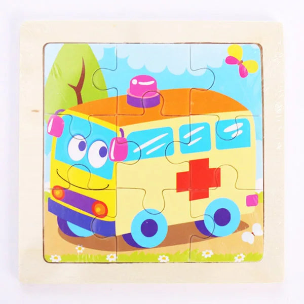 Wooden Dinosaur & Vehicle 3D Puzzle Set for Kids