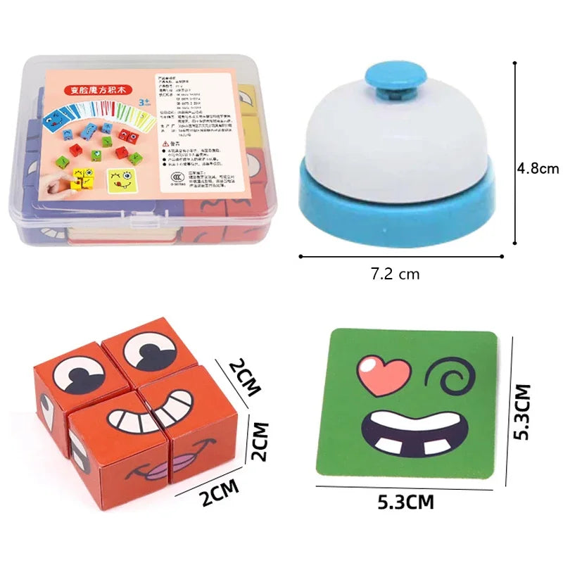 Premium Kids Face Change Expression Puzzle Building Blocks Montessori Cube Table