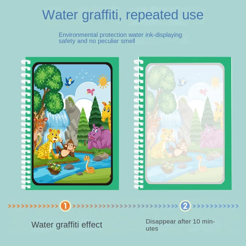 Premium Magic Water Drawing Book Children's Montessori Reusable Coloring Book, S