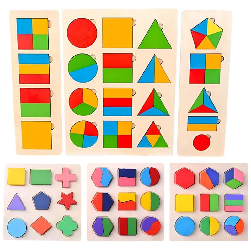 Wooden Montessori Shape Matching Puzzle Board for Kids