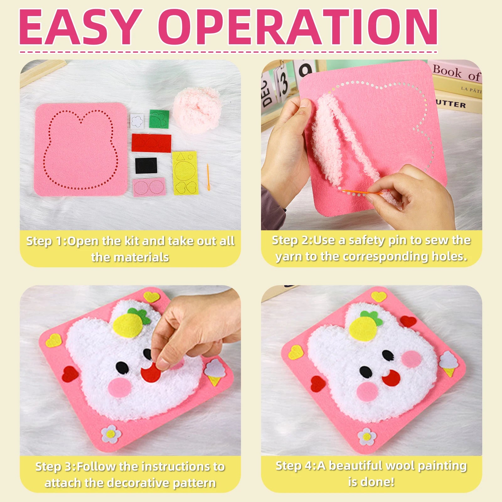 Beginner Kids Sewing Kit with Felt Animal Projects