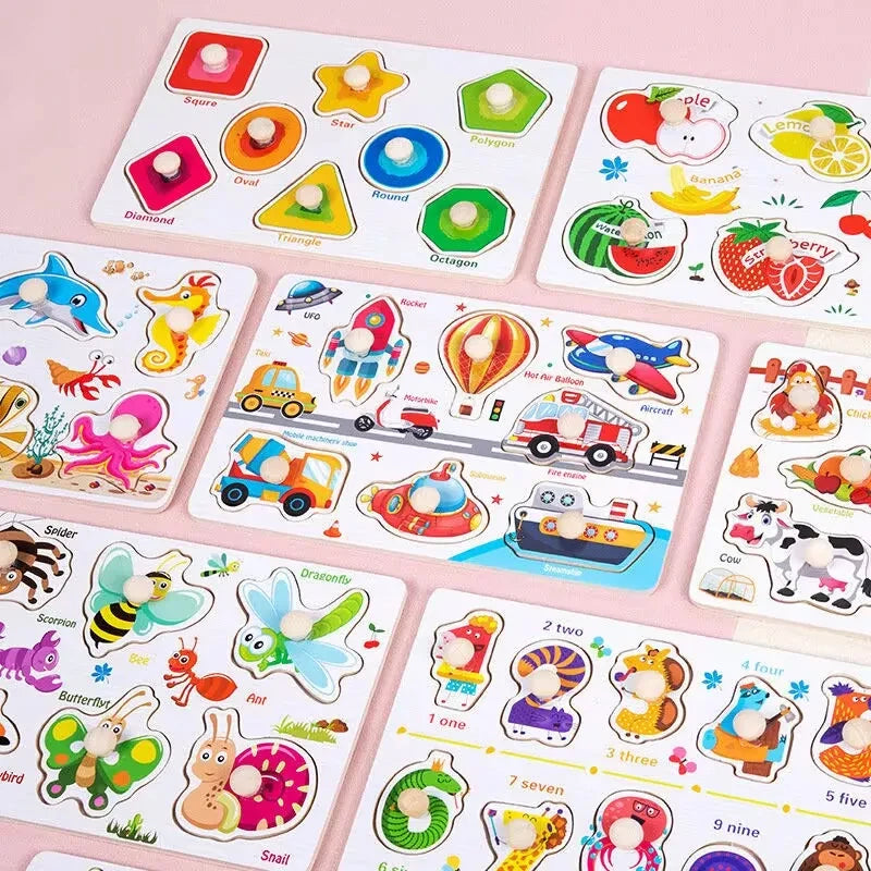 Montessori Wooden Puzzle Board for Toddlers (2–3 Years)