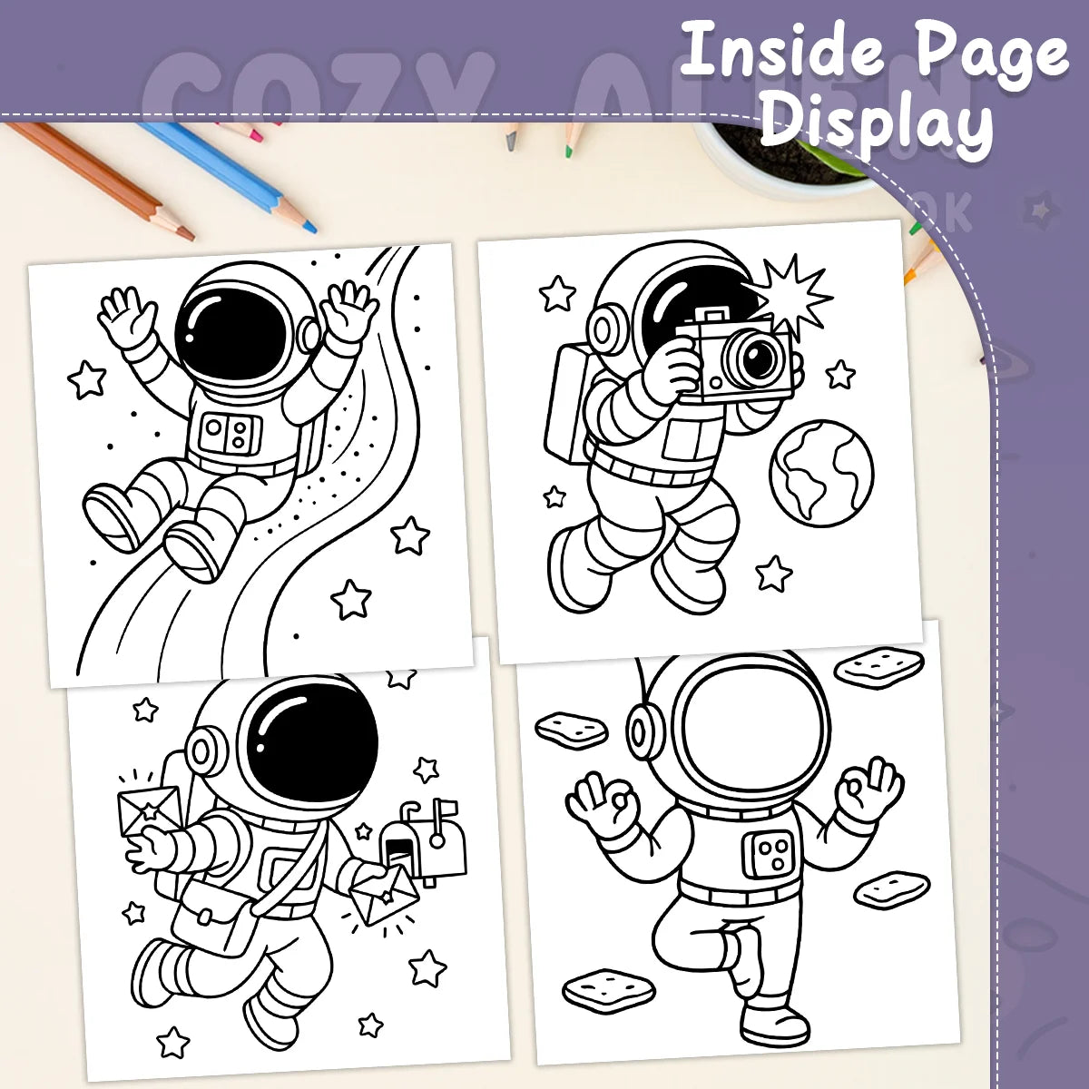 Premium Cozy Alien Coloring Book (24 Pages) for Relaxation
