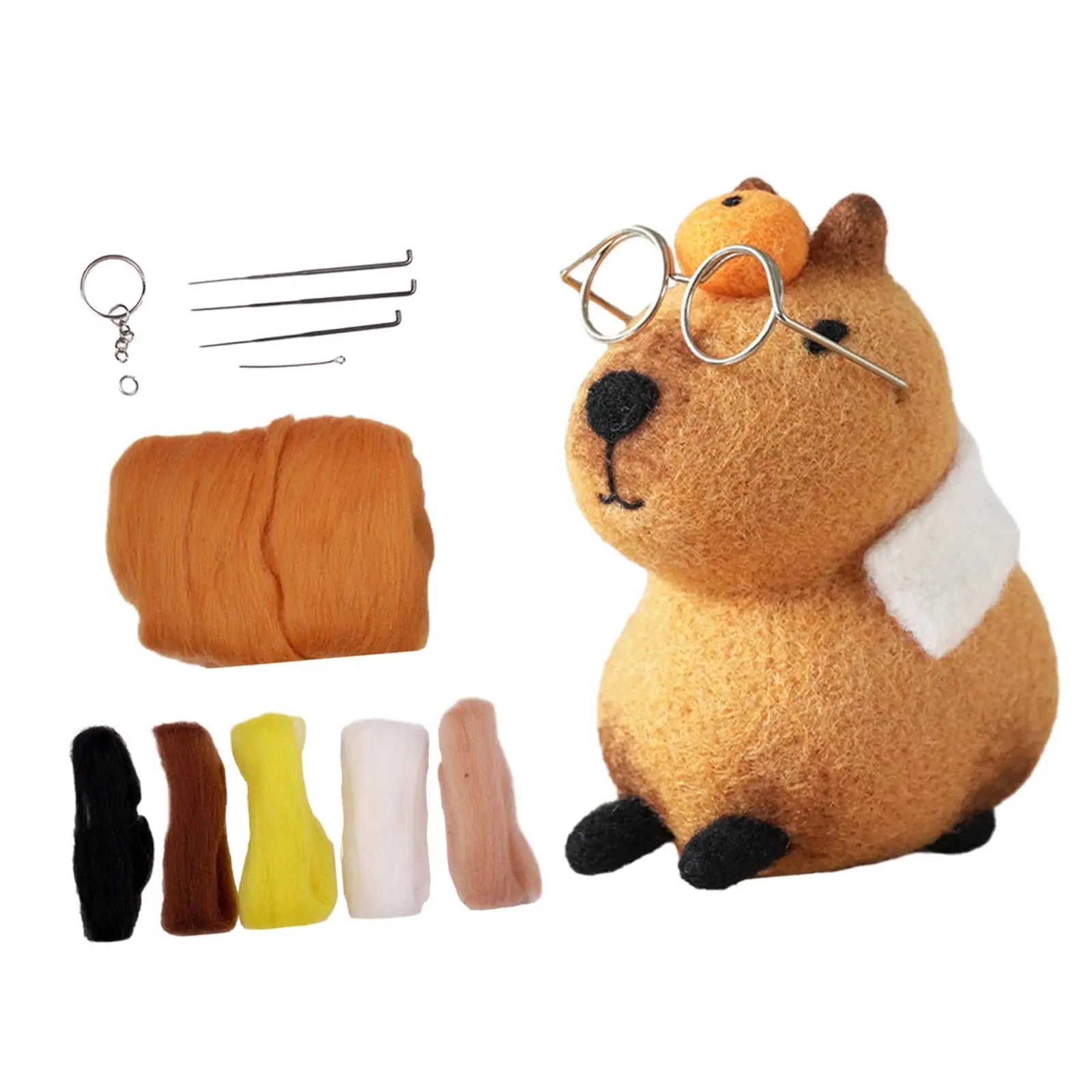 DIY Capybara Wool Felting Kit with Tools