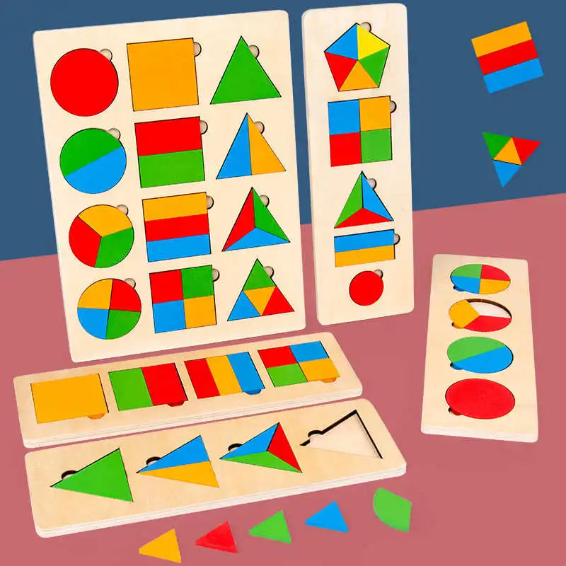 Wooden Montessori Shape Matching Puzzle Board for Kids