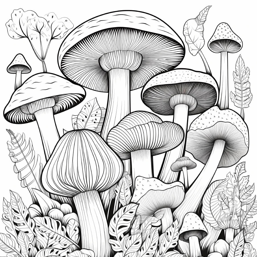 Premium Mushroom World Coloring Book (20 Pages) for Kids & Adults
