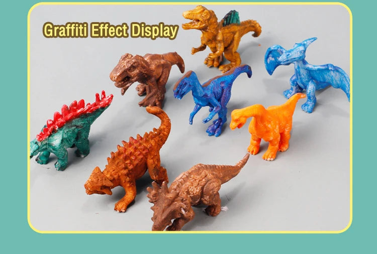 Premium 6/8Pcs DIY Painted Graffiti Dinosaur White Embryo Animals Model Children