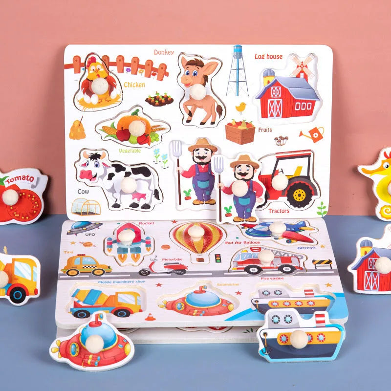 Montessori Wooden Puzzle Board for Toddlers (2–3 Years)